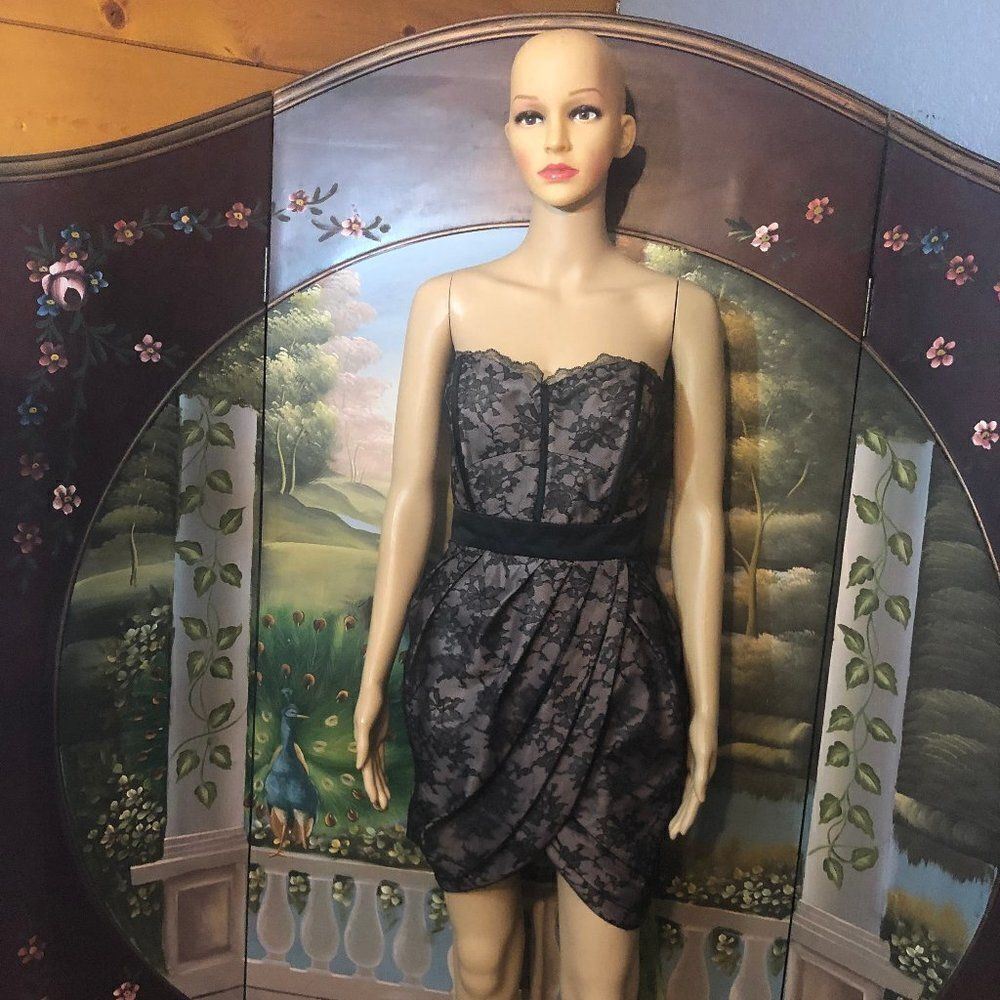 Jill Stuart Blush/Black Strapless Mini Dress-8